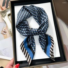 Scarves Design Printed Silk Scarf Lady Spring Floral Square Hairbands Neck Foulard Bandana Neckerchief Female For Women 2023