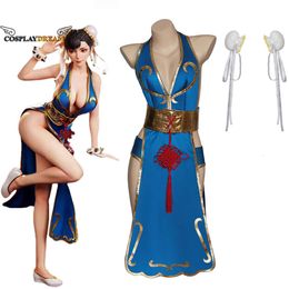 Game Cosplay Chun-li Cosplay Costume Fighter Cheongsam Outfit One-piece Body Suit Japanese Street Game Chunli Skirt Sexy Suit