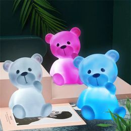 Decorative Objects Figurines Cute Bear Night Light Moon Lamp Glow Feeding Baby Sleeping Child Toy Kids For Birthday Gift Bedroom Decoration 231017