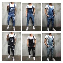 Men's Ripped Jeans Jumpsuits Streetwear Distressed Denim Overalls For Man Suspender Pants Size S-XXXL Salopette Uomo2986