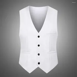 Men's Vests Suit Vest Summer Slim Fit Waist Solid V-neck Tank Top Business Leisure Party Bar Banquet Waistcoat Workwear