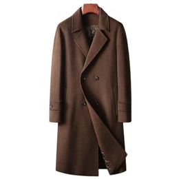 Men's Wool Blends England Style Long Coats Men Fashion Casual Warm Windbreaker Jacket Mens Double Breasted Outerwear 73 231017