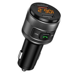 Dual Usb Port Car Charger For Phone Wireless Bluetooth-Compatible Transmitter Fm Mp3 Player Music Hand Qc3.0 Drop Delivery Dhvju