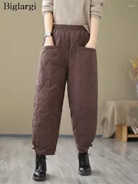 Women's Pants Oversized Winter Cotton Women Casual Fashion Plaid Ladies Trousers Korean Loose Wide Leg Woman 2023