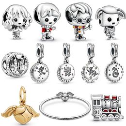 2019 New S925 Sterling Silver Harry Magic School Train Dollhouse Elf Charms Beads Mascot Bracelets Lady Jewellery Christmas DIY G259c