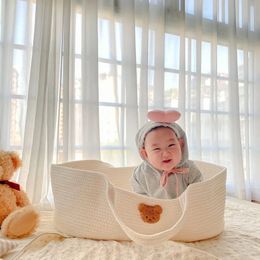 Baby Cribs Versatile Premium Cotton Rope Woven Crib Baby Basket born Sleeping Bed Cradle Bassinet Nursery Decoration 231017