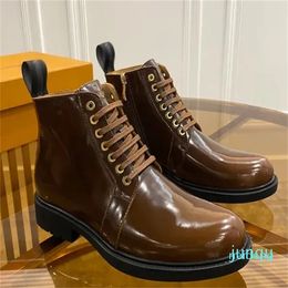 Designer Ankle Boot Leather shoe Fashion shoe shiny Detachable Nylon Pouch Combat Outdoor Thick Bottom