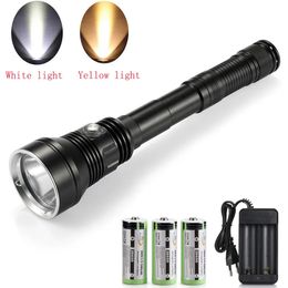 Flashlights Torches Powerful Waterproof Scuba Diving Flashlight XHP70.2 Yellow/White Light 6000LM Underwater Tactical Dive Torch 26650 Battery 231018