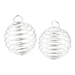 Silver Plated Spiral Bead Cages Charms Pendants Findings 9x13mm Jewellery making DIY298J