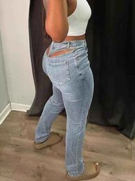 Women's Jeans Sifreyr Cut Out Tight Pencil Women Denim Streetwear High Waist Vintage Wash Skinny Long Trousers Fairycore Grunge Pants 231018