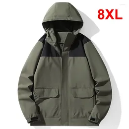 Men's Jackets Black Windbreak Jacket Men Fashion Waterproof Coat Camping Spring Autumn Hooded Male Outerwear Plus Size 8XL