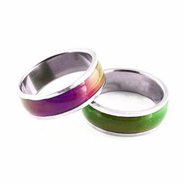 whole bulk lot 36pcs 6mm real stainless steel mood fashion jewelry rings Multicolor change color brand new Inside Polished290a