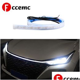 Car Led Hood Light Strip Flexible White Running Daytime Lights Decorative Backlight Long Atmosphere Lamp For Most Vehicles 12V Drop Dhmmc