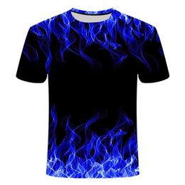 Men's T-Shirts Fire Flaming Tshirt Men Women T Shirt 3d T-shirt Black Tee Casual Top Anime Camiseta Streetwear Short Sleeve H2216