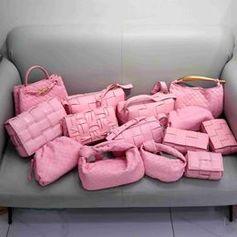 New Woven designer bag Ribbon Pink Knotted bag Multiple Styles Inline Red Same Style Handbag Light Luxury Style One Shoulder Diagonal Straddle Bag 230830