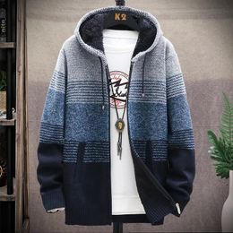 Mens Jackets Men Cardigan Autumn Winter Hooded Sweater Jacket Warm Cashmere Casual Wool Zipper Slim Fit Fleece Coat Knitwear 231017