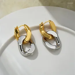 Hoop Earrings Korean Design Piercing Big Geometric Chain Earring For Women Girls Party Punk Jewelry Pendientes Accessories EH335