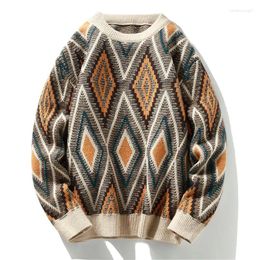 Men's Sweaters Winter Hip Hop Argyle Sweater 2023Men Knitwear Thick Warm Pullover High Quality Mens Casual Loose Male Jumpers