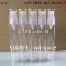 50 x 10cc Empty Portable Cosmetic Airless Pump Lotion Bottle 10ml Refillable Beauty Container with clear pump capgood Jqtcb