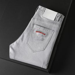 High Quality Mens Designer Luxurys Jeans Light Grey Colour Distressed Business Casual Street Wear Man Jean Rock Slim-leg Fit Ripped354y