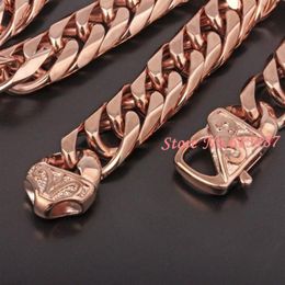 Top Quality 13mm Heavy 316L Stainless Steel Rose Gold Cuban Curb Chain Men's Boy's Necklace Bracelet 7-40 Choose C212H