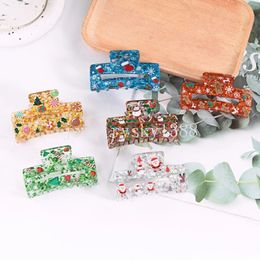 Square Christmas Hair Claw Acrylic Claw Clip Sequin Crab Hair Clip Santa Claus Hair Clip Hair Accessories for Women