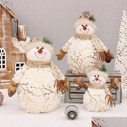 Christmas Decorations 605026Cm Big Size Dolls Decoration Short Plush Printe Santa Claus Snowman Doll For Tree Ornaments Figurine Dro Dhxaw