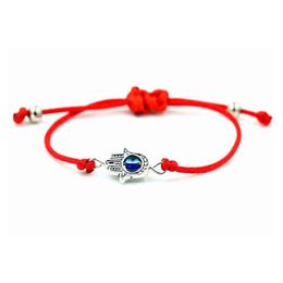 Charm Bracelets 10Pcs/Lot Hamsa Hand String Evil Eye Lucky Red Cord Adjustable Bracelet Gift Jewelry Bracelets Dhulj