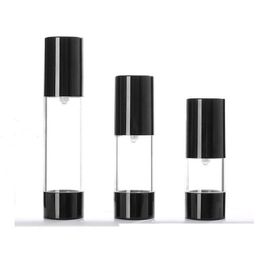 new 15ml 30ml 50ml black airless pump bottle empty,30 ml plastic airless Refillable Bottles Lvhfm