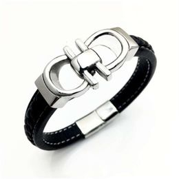 magnetic gold titanium energy Bracelets balance slake Leather braided men's snaps jewelry gift for charm mens power cords bra227T