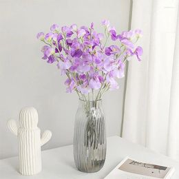 Decorative Flowers 1PC Fake Sweet Pea Artificial Flower For Wedding Silk Cloth Home Decoration Bouquet Reusable Handmade DIY