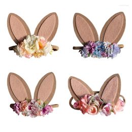 Party Hats Big Ears Headband Super Soft Seamless Nylon For Children Easter Headdress Artificial Flower Handmade Jewelry