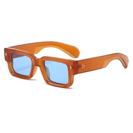 Sunglasses Thick Frame Square For Women Trendy Chunky Rectangle Rivet Sun Glasses Men Black Shades Eyewear UV400 De Sol Oculos