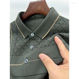 Men's Polos Light Luxury High-quality Autumn And Winter Lapel POLO Shirt Fashion Designer Triangle Print Cotton Long-sleeved Top M-4XL