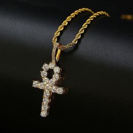 hip hop cross diamonds pendant necklaces for men women Religion Christianity luxury necklace jewelry gold plated copper zircons Cu272E