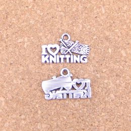 92pcs Antique Silver Bronze Plated I love knitting Charms Pendant DIY Necklace Bracelet Bangle Findings 20 12mm277I