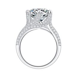 925 Silver Deluxe Inlaid Proposal Ring with 5H Wedding Ladies Gift