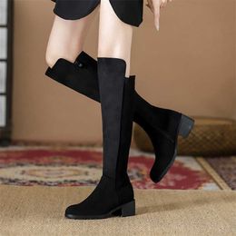 Top Boots Knee Length Elastic Boots Women's New Autumn Winter Flat Bottomed Thin High Tube Socks Long Boots