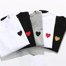 Play mens t shirts European American popular small red heart printing tshirts men women couples t-shirt2461