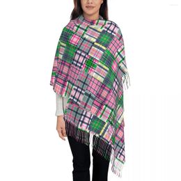 Scarves Summer Plaid Pink Madras Patchwork Shawl Wrap For Womens Warm Large Soft Scarf Reversible