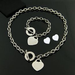 Love heart necklace bracelet jewelry sets designer OT jewelry for womens mens bracelets necklaces birthday christmas gift wedding 240u