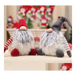 Christmas Decorations 30Cm Swedish Santa Gnome Plush Handmade Scandinavian Desktop Ornaments Mini Decor Ornament Doll Kka6216 Drop D Dhpkl