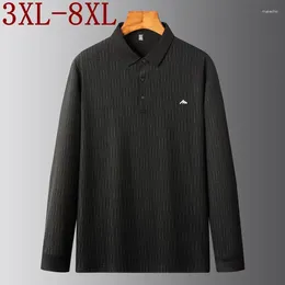 Men's Polos 8XL 7XL 6XL 2023 Autumn High End Fashion Printed Polo Shirt Men Long Sleeve Lapel Mens Casual Loose Tee Shirts Homme