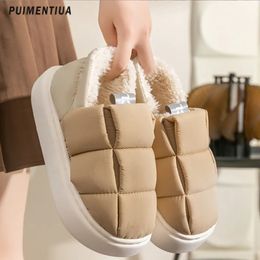 Slippers Winter Warm Cotton Women Waterproof Down Snow Boots Thick Platform Couple Mens Home Soft Cosy Ladies Shoes 231019