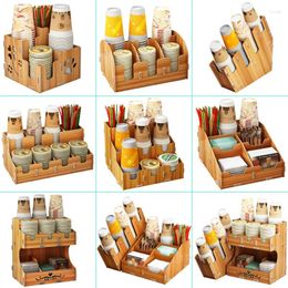 Kitchen Storage Disposable Paper Cup Shelf Tea Shop Take Divider Coffee Bar Desktop Multifunctional Holder For Commercial Use