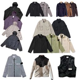 Designer Stones Island Jackes Badges Zipper Shirt Jacket Loose Style Spring Autumn Mens Top Oxford Breathable Portable High Street Clothing