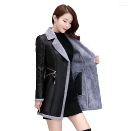 Women's Leather 2023 Autumn Winter Faux Jacket Women Coat Fashion Plush Velvet Coats Loose Female Jackets