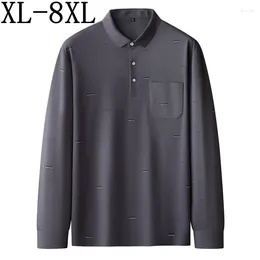 Men's Polos 8XL 7XL 6XL 2023 Autumn Luxury Design Shirts For Men High End Mens Polo Shirt With Pocket Casual Loose Male Clothing