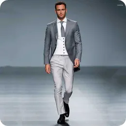 Men's Suits Latest Designs Grey Tailcoat Men For Wedding Morning Party Groom Tuxedos Prom 3Piece Terno Masculino Costume Homme