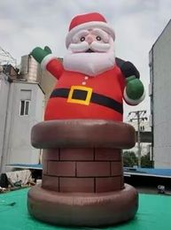 33FT Christmas Giant Inflatable Santa Claus In Chimney Blow Up Oxford Christmas Decoration Outdoor Xmas Cartoon